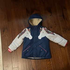 Boden Girls Horse Sherpa Lined Jacket- Size 6-7